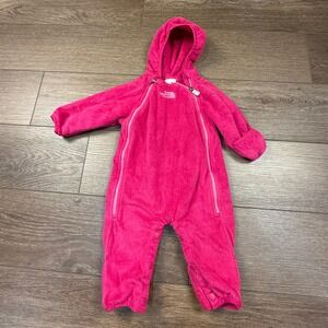 The North Face Pink Fleece Infant Snowsuit Bunting 3-6 Months Hooded Zipper